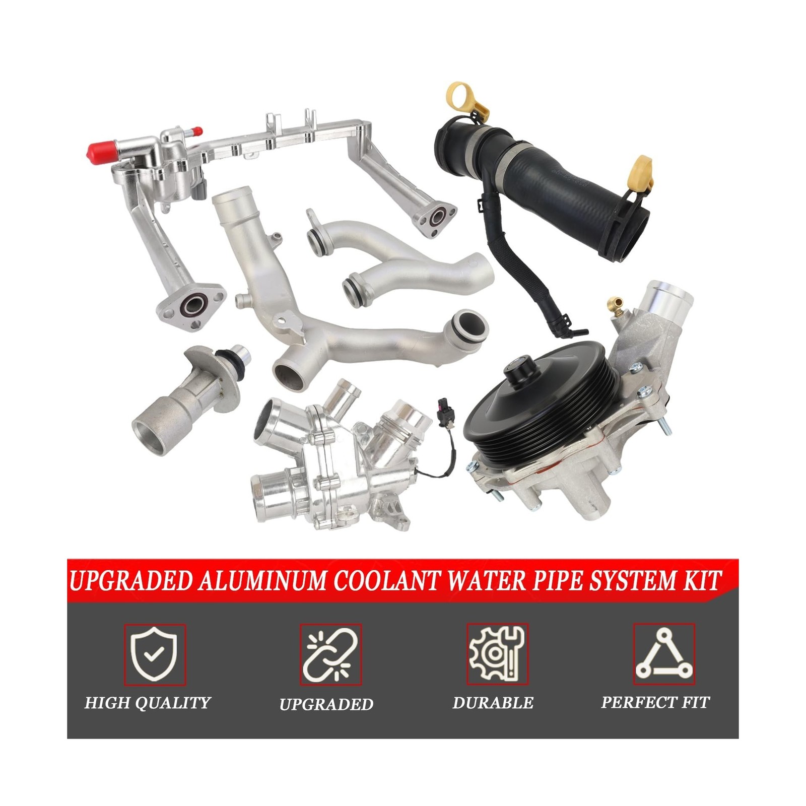 Upgraded Aluminum Coolant Water Pipe System Kit for Jaguar F-Type F-Pace XF X...