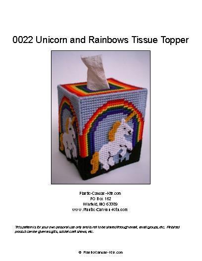Unicorn and Rainbows Tissue Topper-Plastic Canvas Pattern or Kit