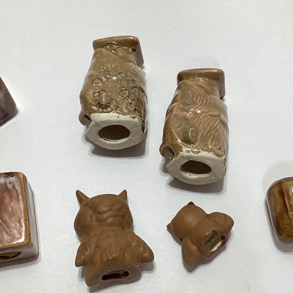 Vintage Macrame Beads Owl Lot Macrame Ceramic Beads