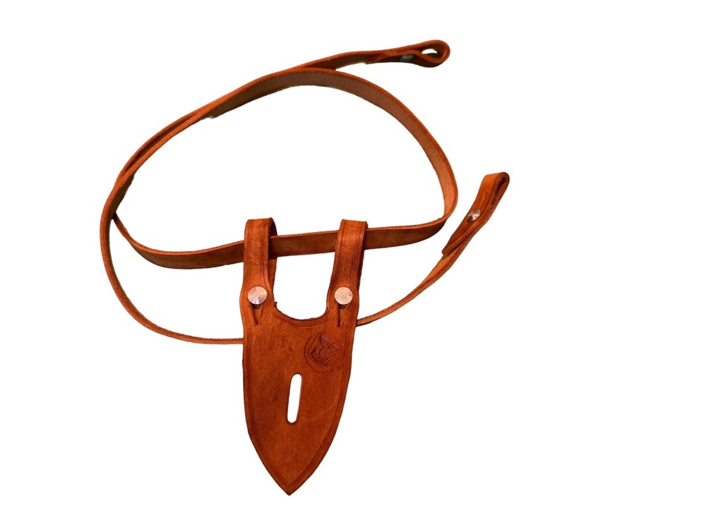 WWII German Leather Binocular Strap with Tunic Buttoning Tab - Brown