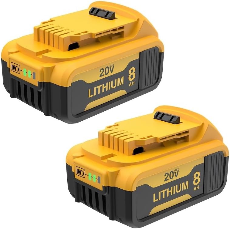 2-Pack 8000mAh Replace for Dewalt 20V Max Battery 20V Lithium-ion DCB202 DCB204