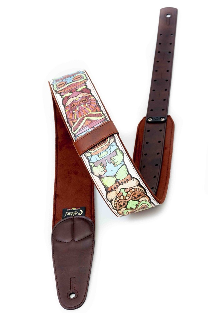 RightOn! Tiki Design Guitar Strap; White