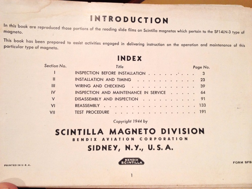 Scintilla SF14LN-3 Magneto Service Training Manual