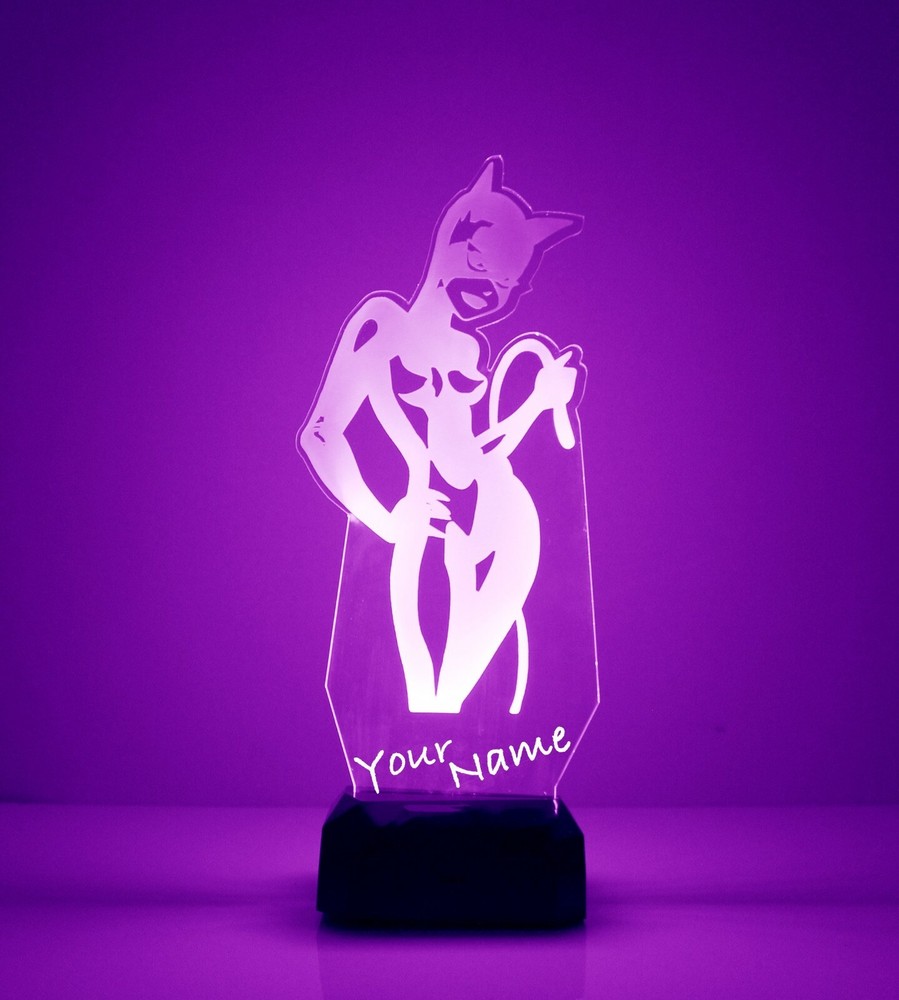 Catwoman Light Up, Personalized LED Night Light Lamp, w/Remote Control,