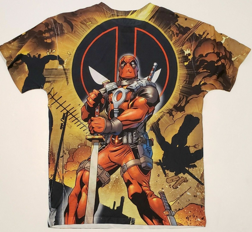 Deadpool T-Shirt Medium Allover Print Marvel Comics Character