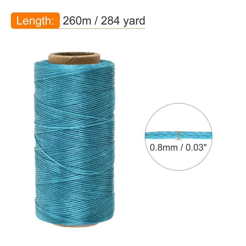 284 Yard 0.8mm 150D Flat Waxed Thread Polyester, Sky Blue