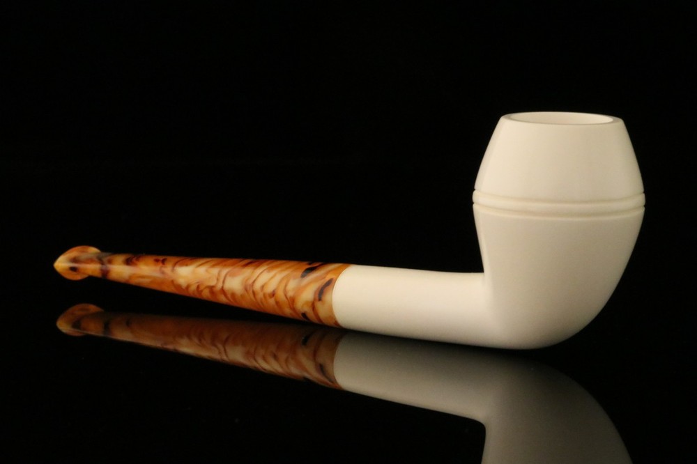 srv - Rhodesian Straight Block Meerschaum Pipe with fitted case M2928