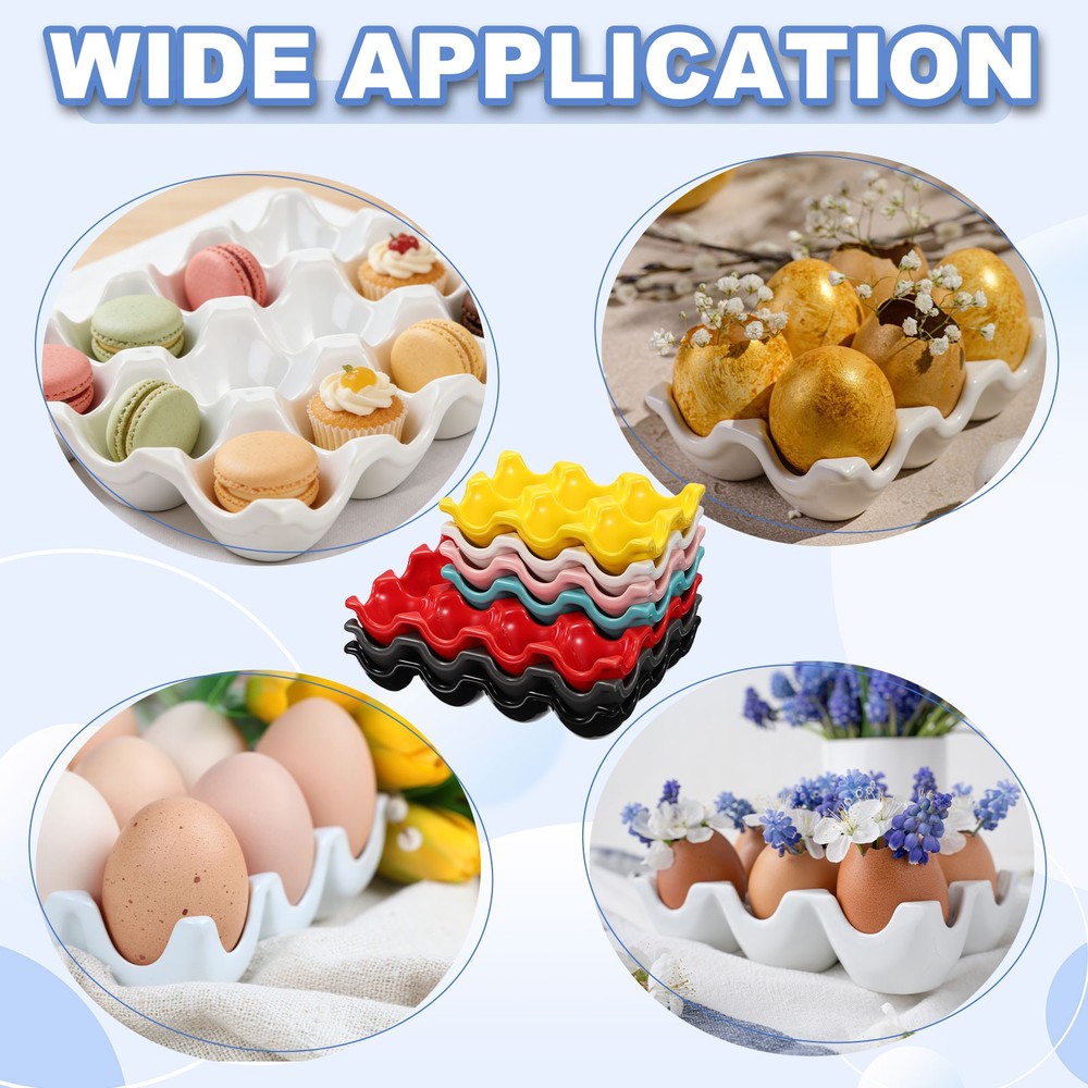 Ceramic 6 Cups Egg Tray Holder for Home Kitchen Storage, Black