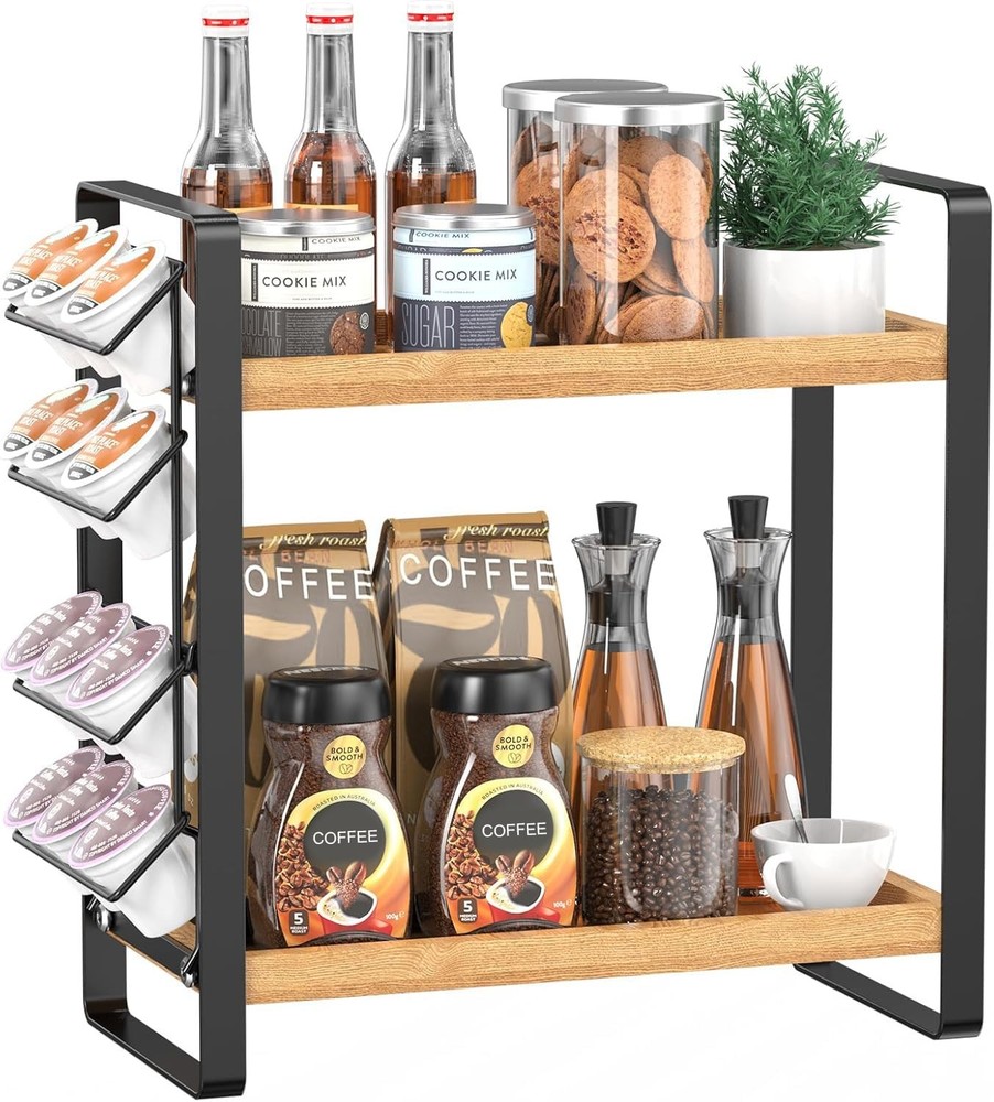 Coffee Station Organizer for Counter,Condiment Storage Caddy for Kitchen,2 Ti...