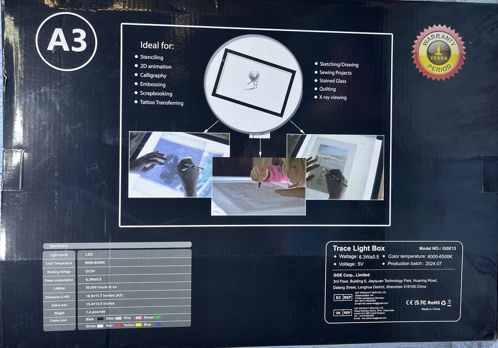 RTjoy A3 Slim LED Light Tracing Box Pad Adjustable USB Powered Board NEW