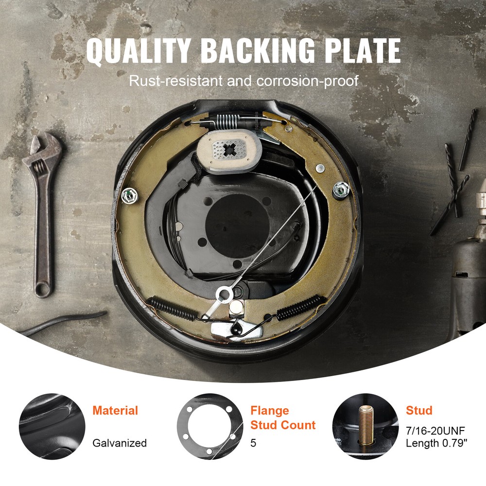 VEVOR Electric Trailer Brake 12" x 2" Self-Adjusting Assembly 1 Pair 7000 lbs