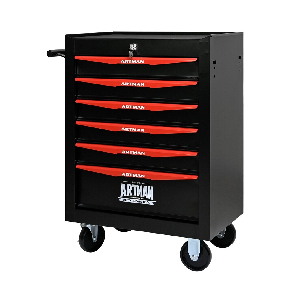 6 Drawer Rolling Tool Box Hardware Storage with Lock for Garage Workshop, DIY