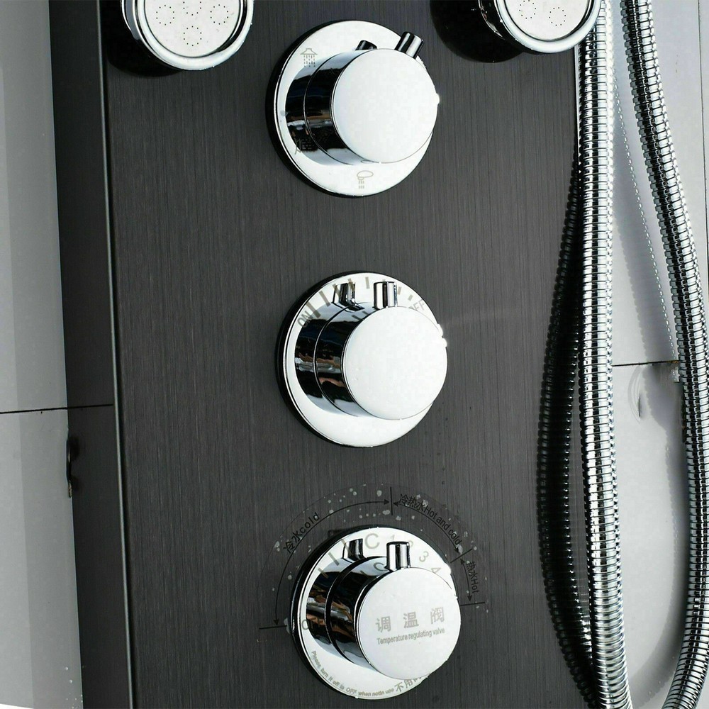 ELLO&ALLO Led Rainfall Waterfall Shower Panel Tower Rain Massage Body System Jet