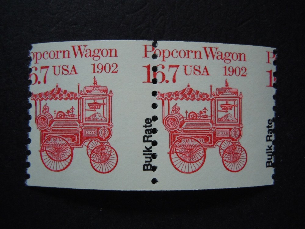 #2261 16.7c Popcorn Wagon Pair Misperf Error  MNH OG VF