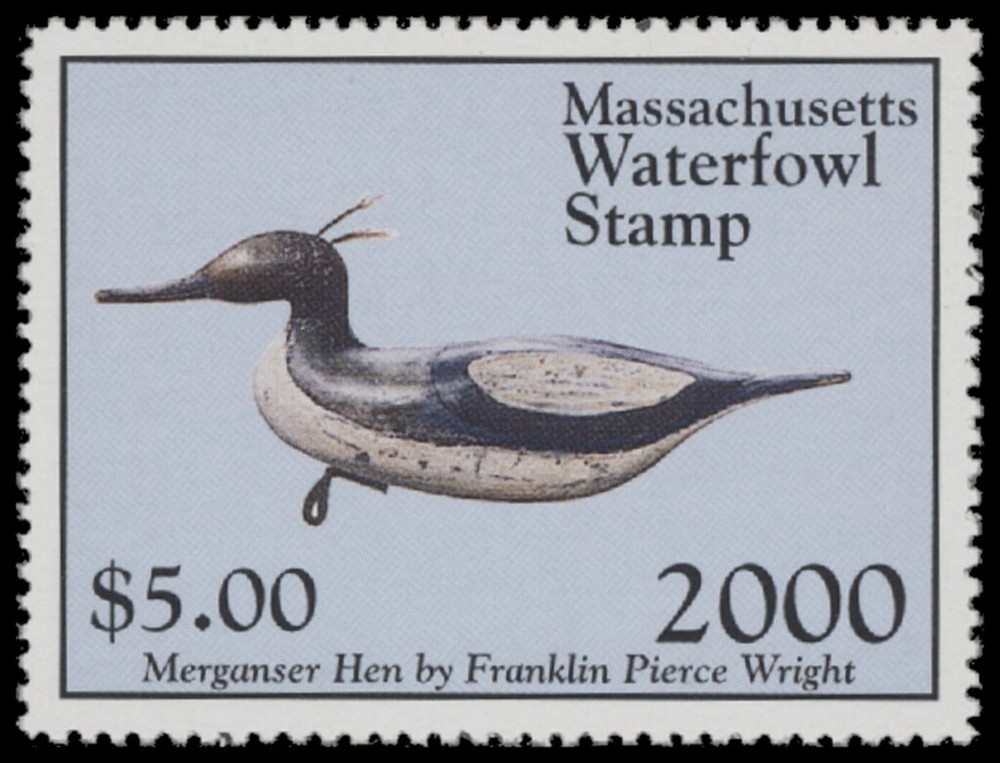2000  Massachusetts State Duck Stamp Mint Never Hinged. Original Gum
