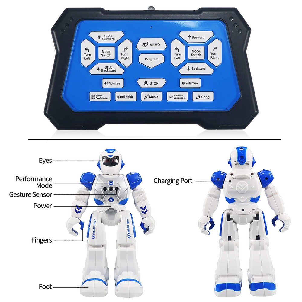 Remote Control Robot For Kids, Intelligent Programmable LARGE SIZE, Blue
