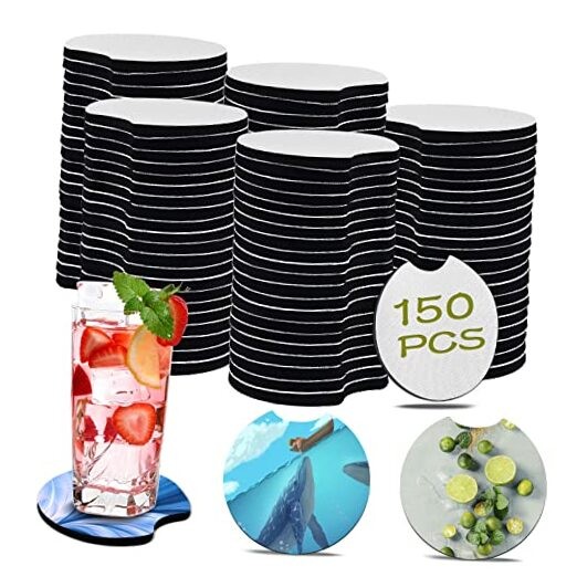 150 PCS Sublimation Blank Car Coasters, 2.75 in Circular 2.75 in-150PACK