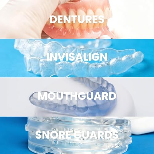 Denture Bath Case and Retainer Case, (1 Count), Blue