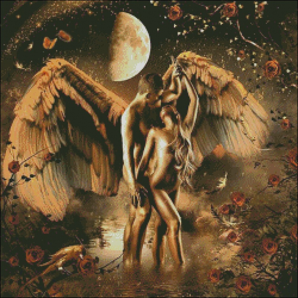 Angel Couple - Chart Counted Cross Stitch Patterns Needlework DIY DMC Color