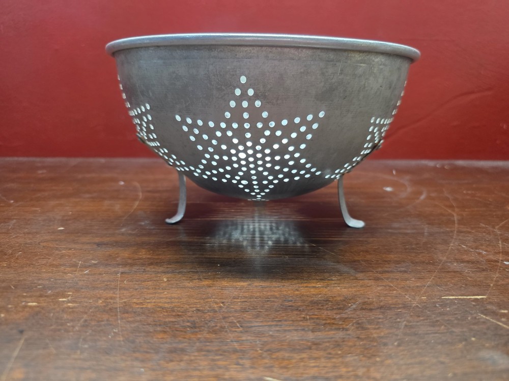 Aluminum colander, 1950s atomic mid-century Strainer Star Pattern