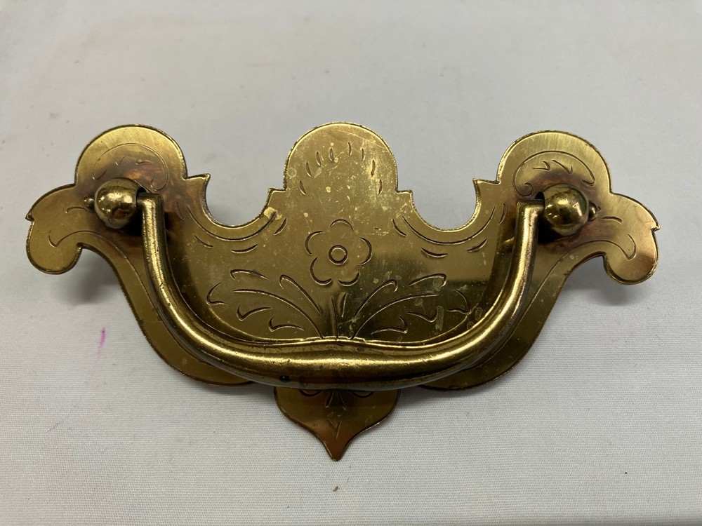 Ethan Allen 1776 Collection Bright Brass 3 in CC Drawer Bail Pull Handle