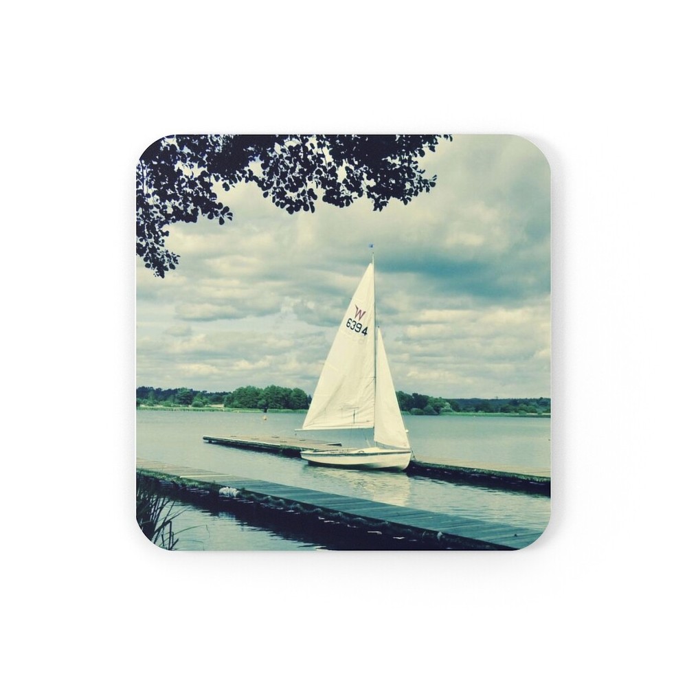 Solo Sail Boat Cork Back Coaster