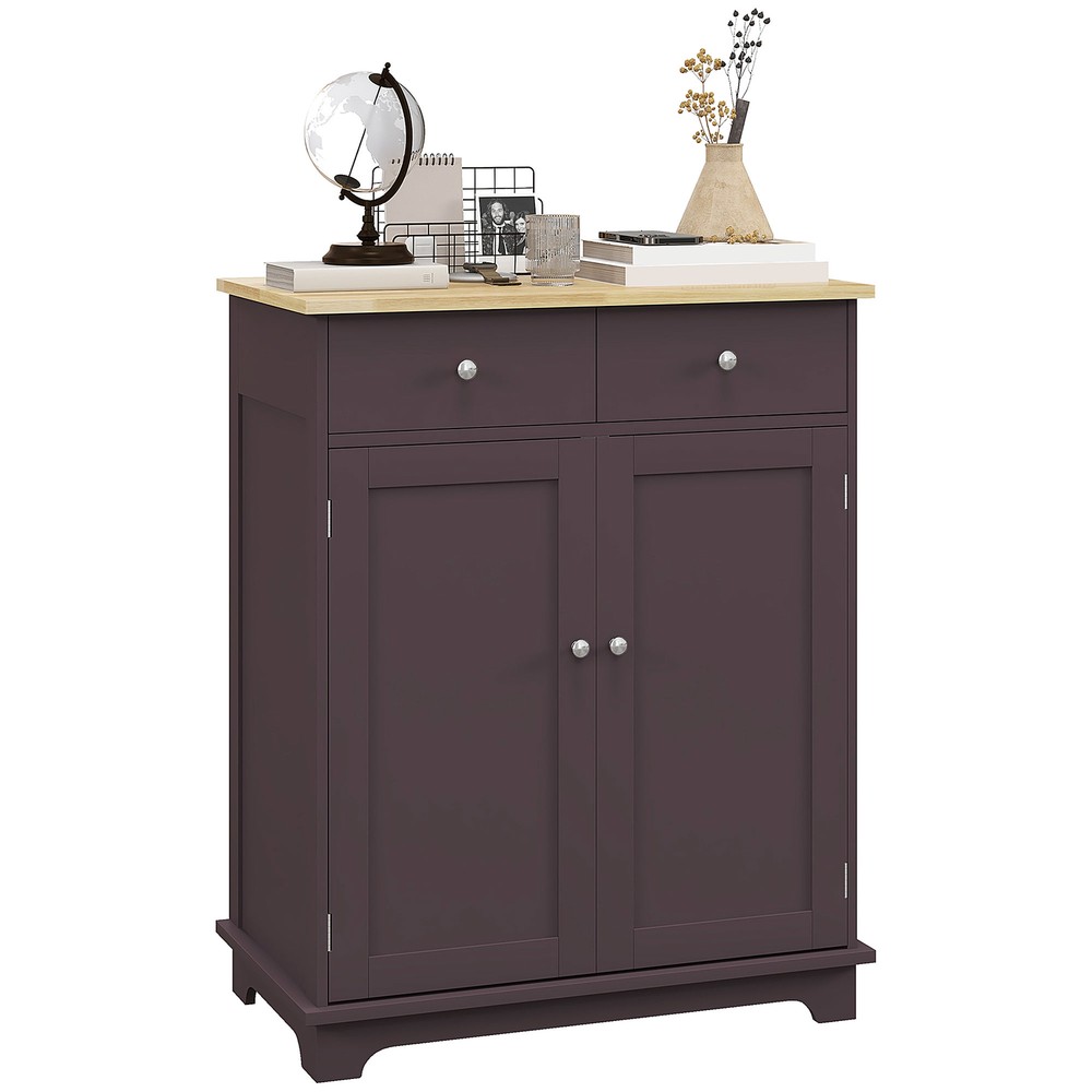 Kitchen Storage Cupboard Organizer Cabinet Drawers & Adjustable Shelf, Coffee