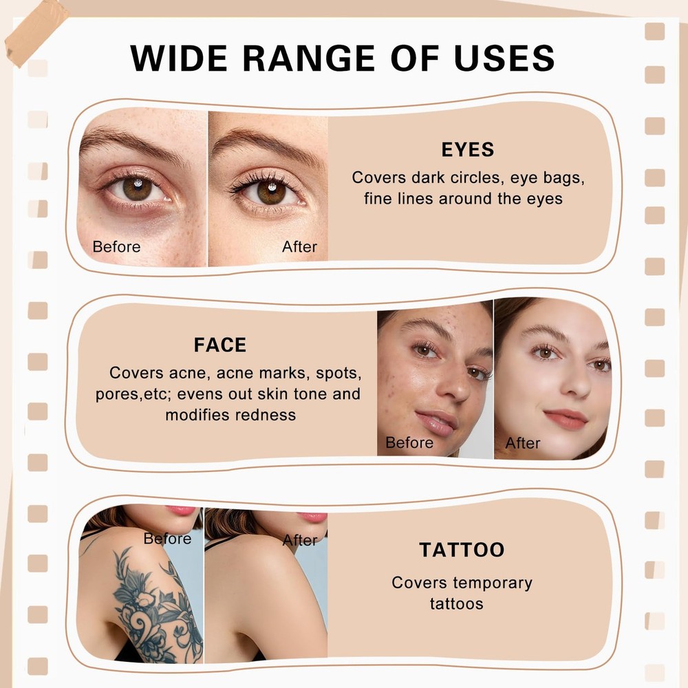 Under Eye Concealer for Dark Circles | Full Coverage Waterproof Brightener