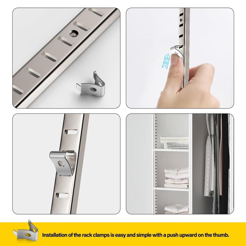 Adjustable Shelf Bracket 40 Inch 8 Pack Silver Shelf Pilaster Strips Shelf Ra...