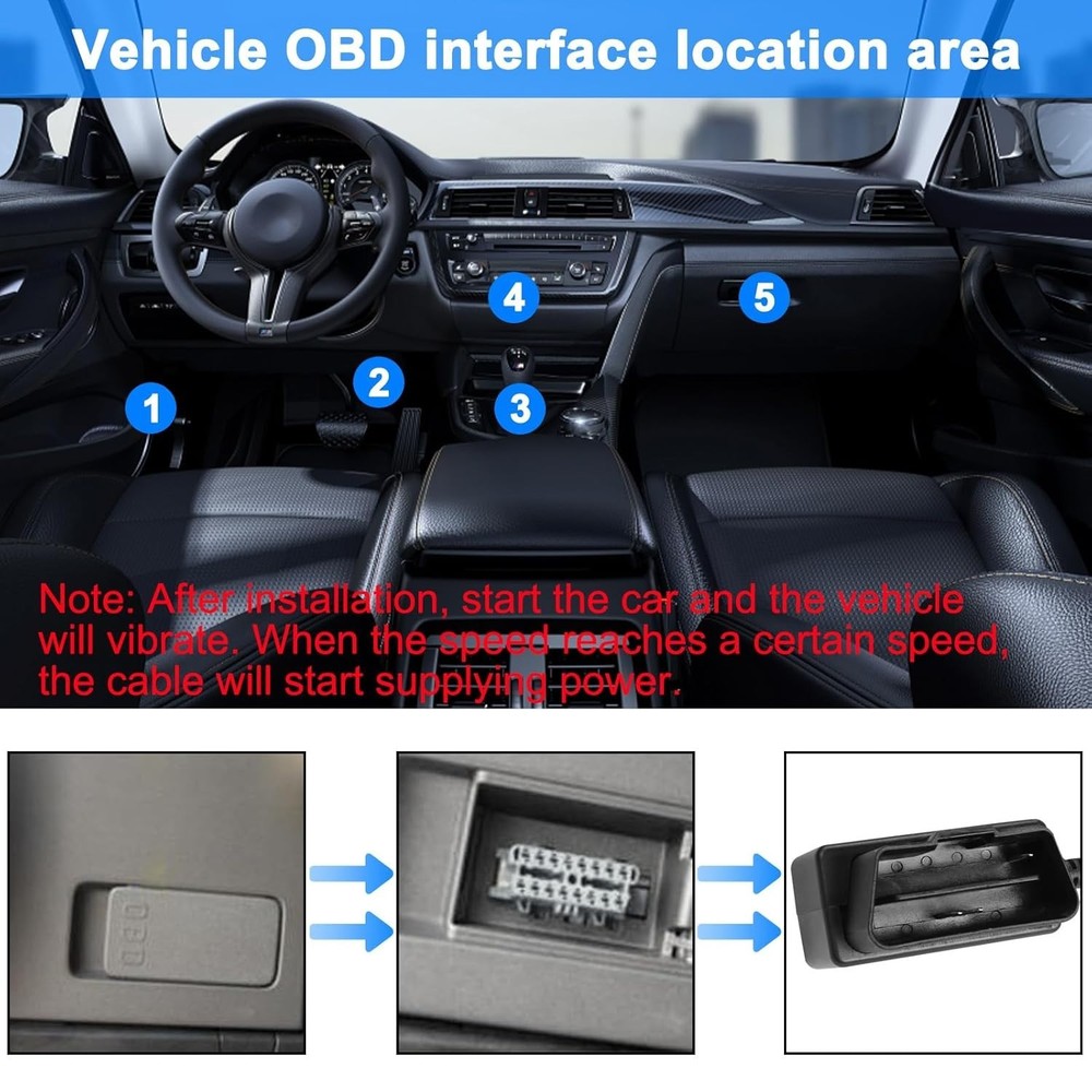 Type C OBD Power Cable for Dash Cam - 24-Hour Surveillance, 3.5M