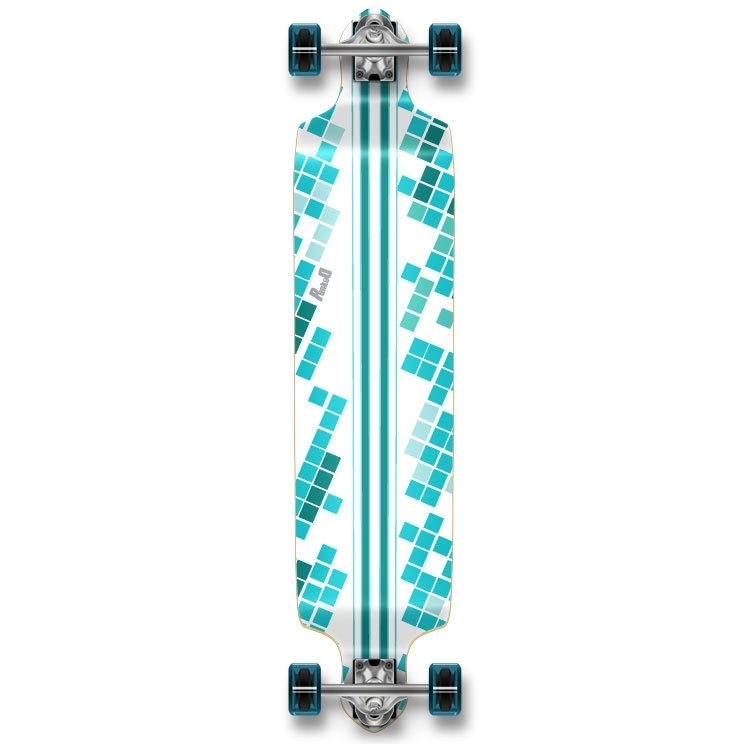 Yocaher Drop Down Longboard Complete - White Digital Wave