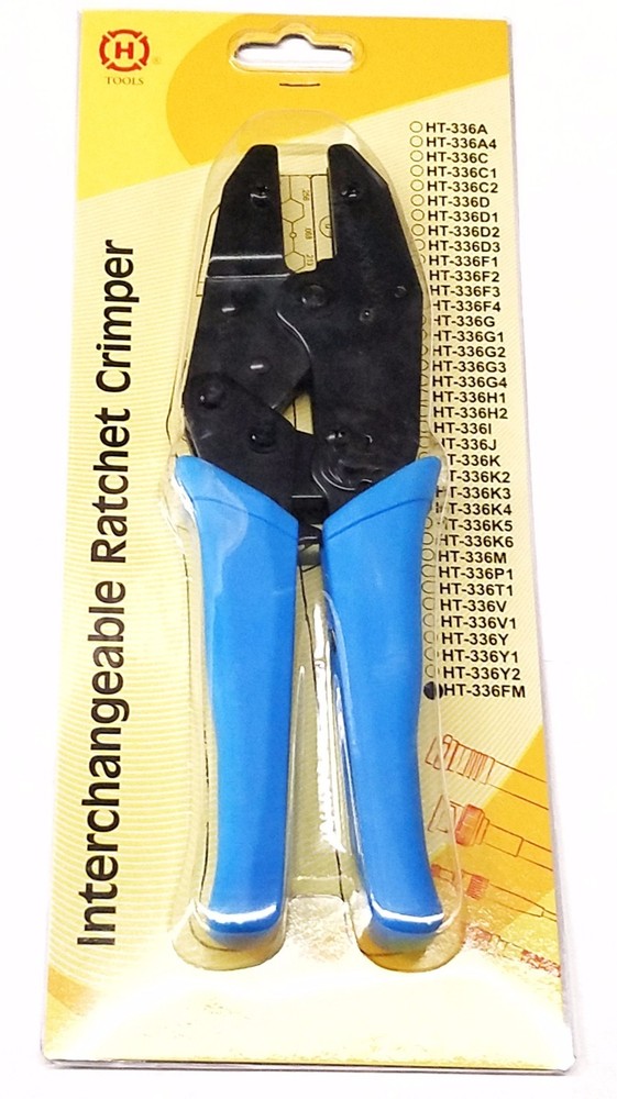 Interchangeable Ratchet Crimping Tool HT-336FM + Dies HT-2N & HT-2E Pin Terminal