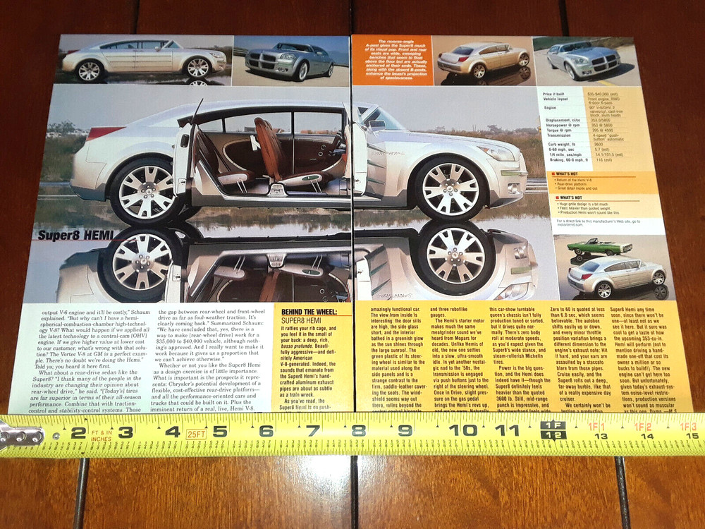 2001 DODGE SUPER 8 HEMI CONCEPT CAR ORIGINAL ARTICLE