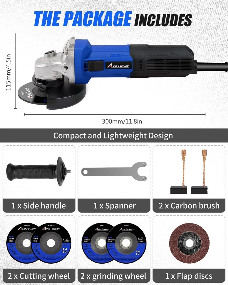 Compact 4-1/2" Electric Grinder Power Tool