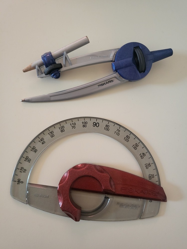 Fiskars Protractor Compass Set Used Preowned 2000s School Set