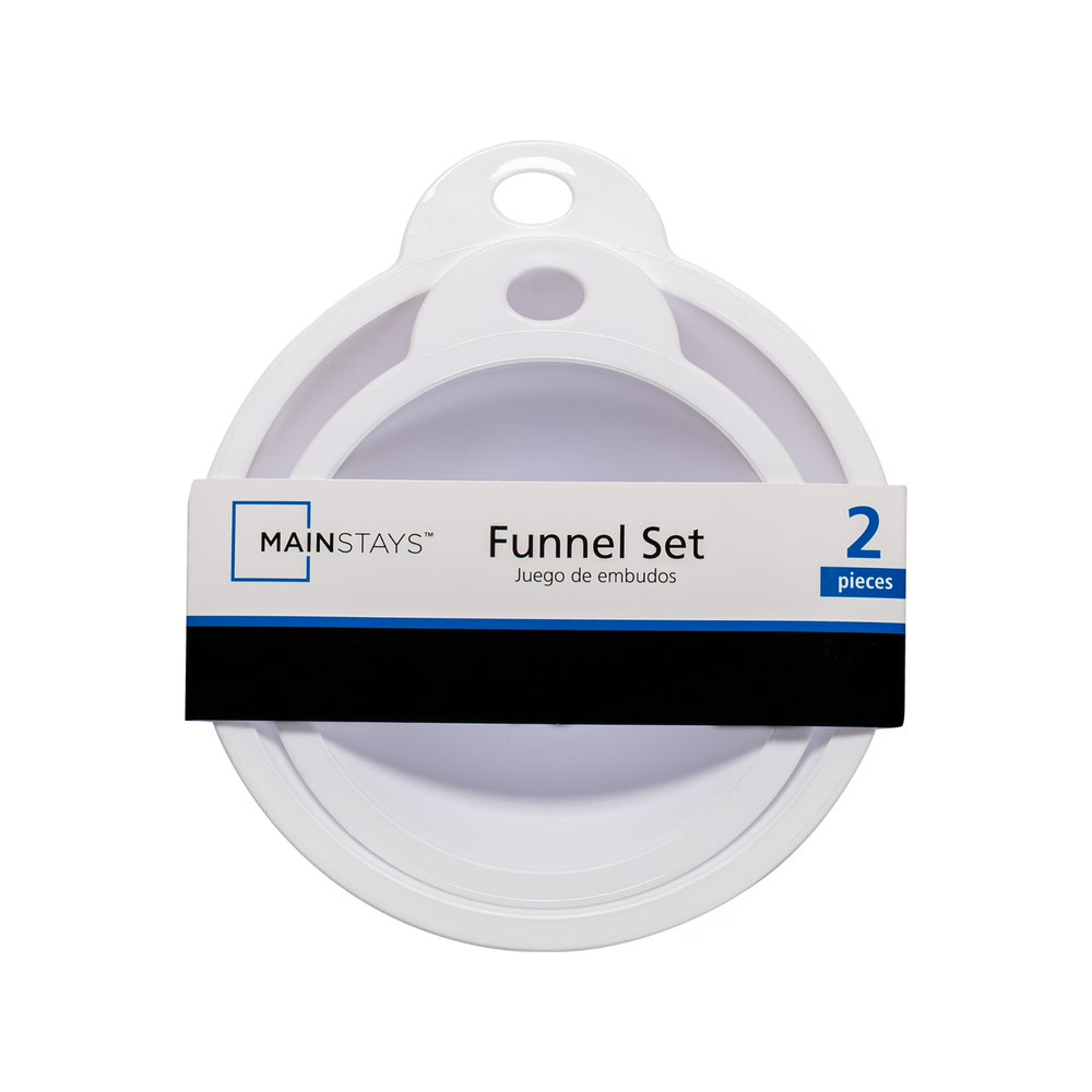 Mainstays 2-Piece Kitchen Funnel Set, White, Plastic