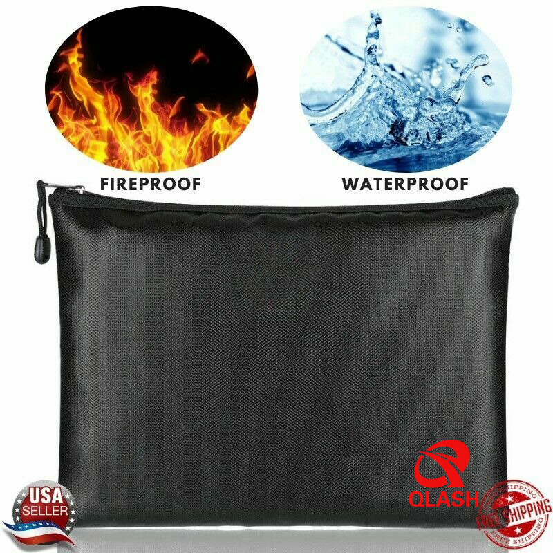 Upgrade New 2000℉ Fire Proof Document Bag Water Resistant Cash Certificate Safe