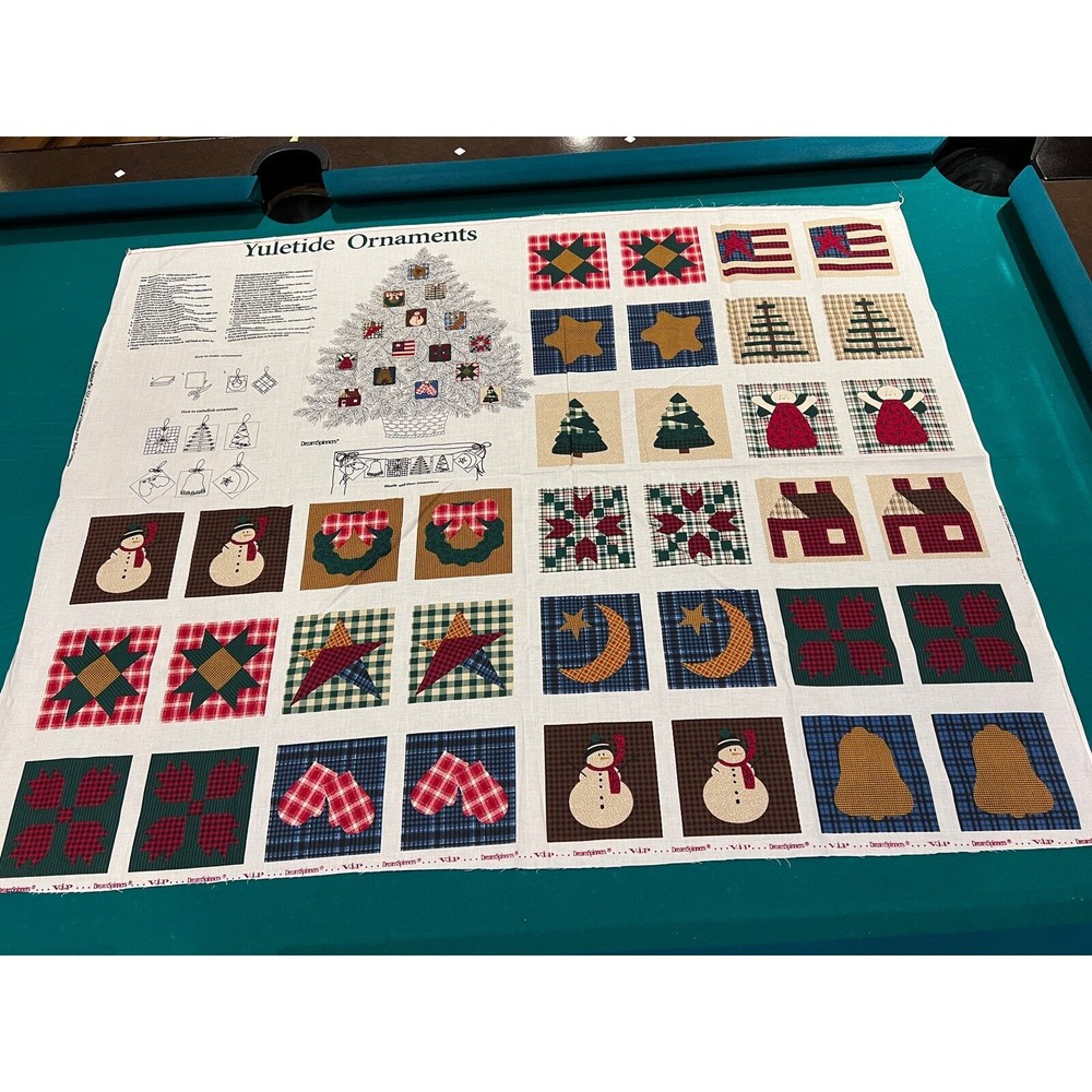 Vintage Sewing Panel Yuletide Ornaments or Fireplace Banner