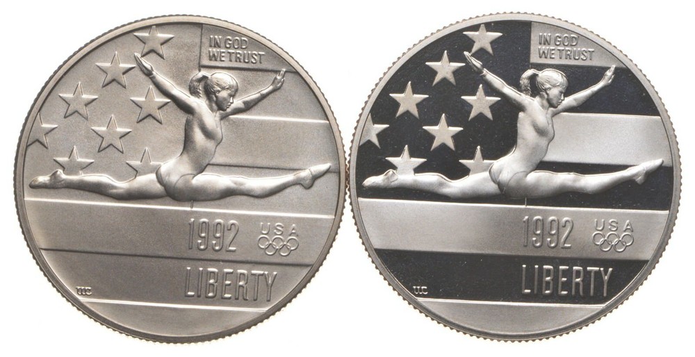 1992 PROOF & Unc Olympic Gymnastics Commemorative Half Dollar Set