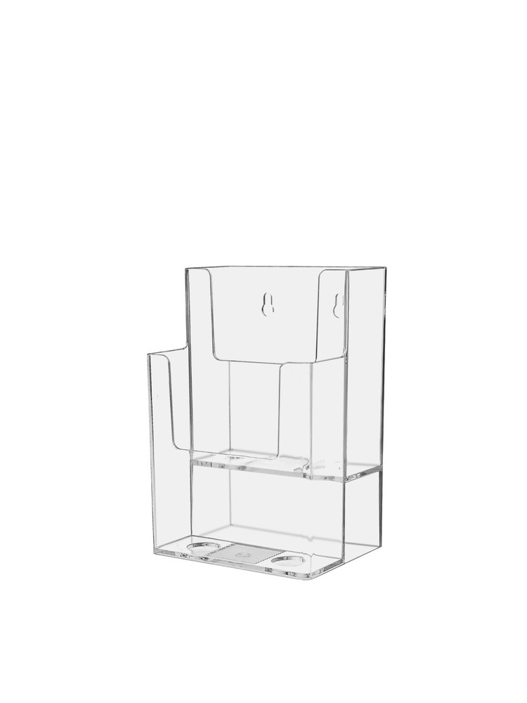 Multi 2 Pocket Tri Fold Rack 2 Tier 4”W Brochure Holder Counter or Wall