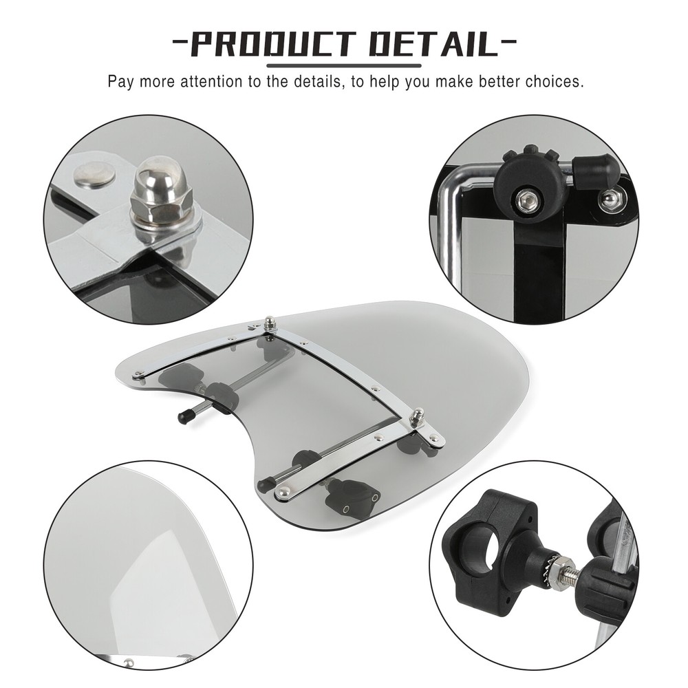 For Harley Softail Standard FXST 7/8" 1" Handlebar Smoke Windshield Windscreen