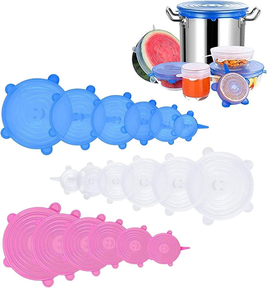 Eco-Friendly Silicone Stretch Lids - 18 Pack with 6 Sizes for All Containers