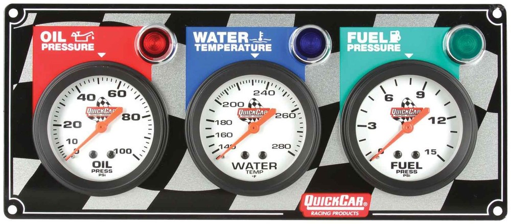 QuickCar 3 Gauge Panel OP/WT/FP 61-6012