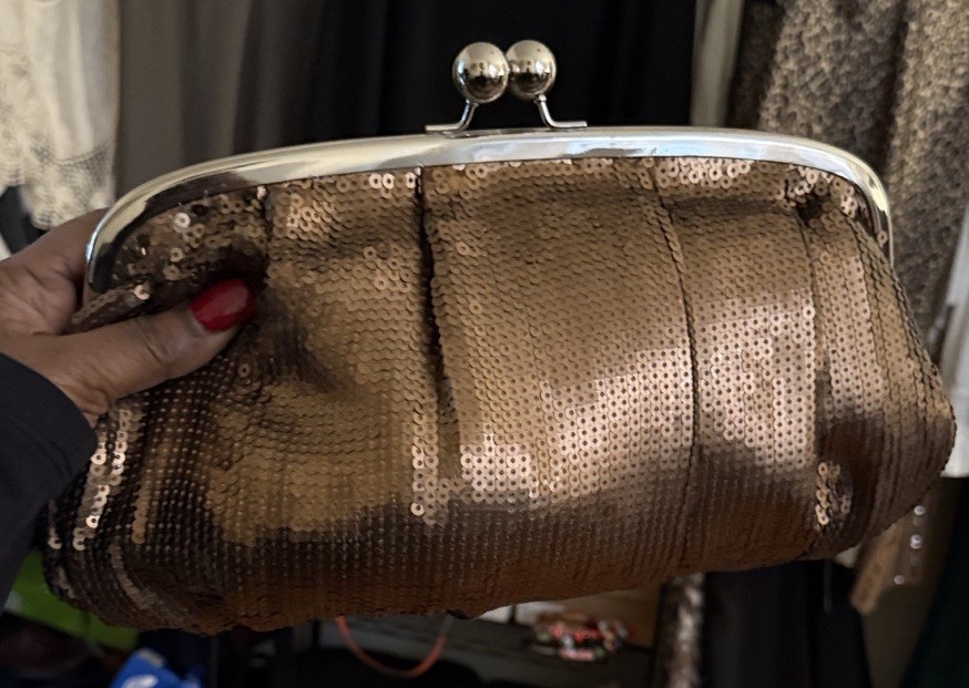 Vintage Bronze Sequined Clutch