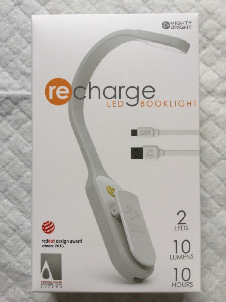 MIGHTY BRIGHT 2 LED   RECHARGEABLE BOOK LIGHT NEW WHITE