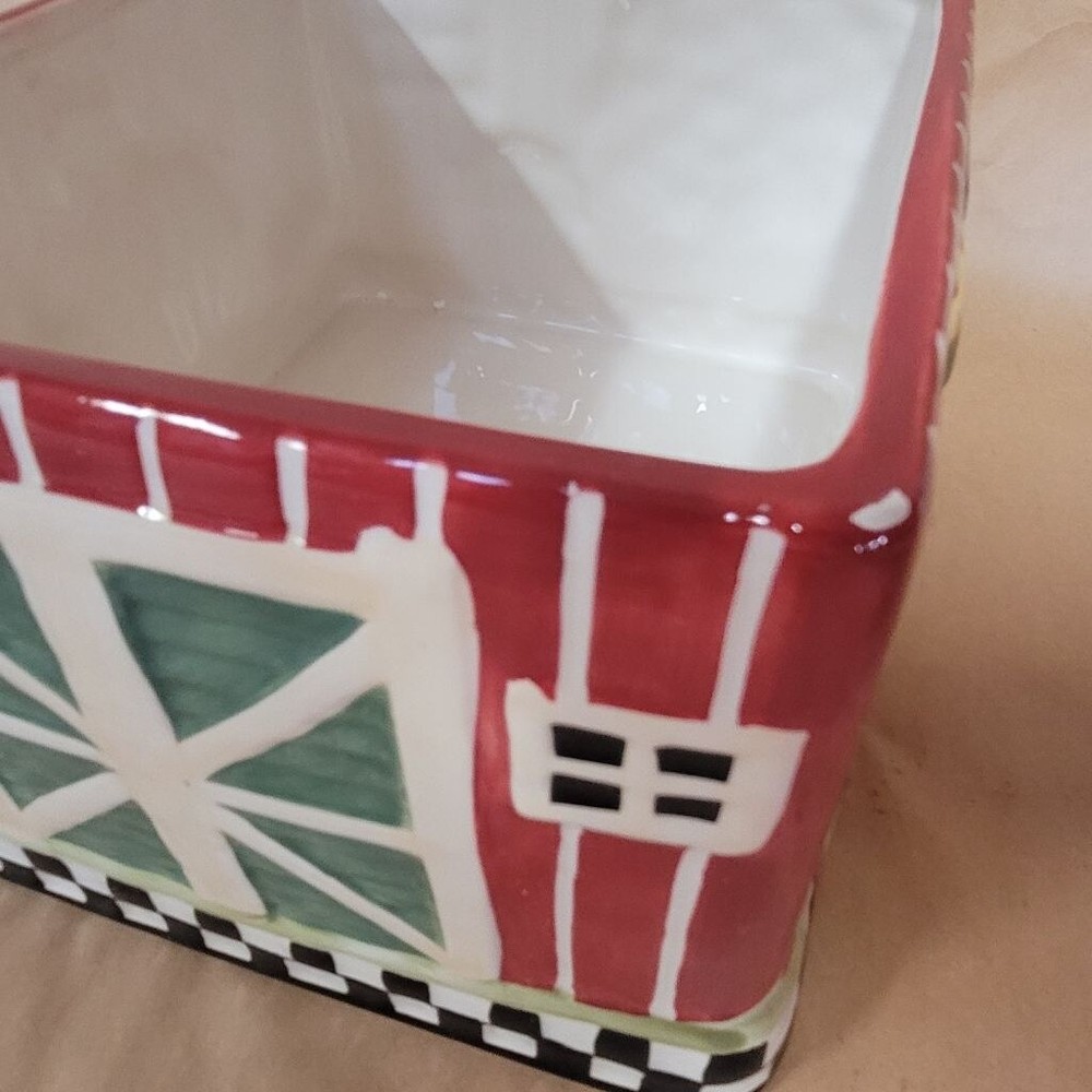 Holiday Time Dolomite Barn Cookie Jar, NIB
