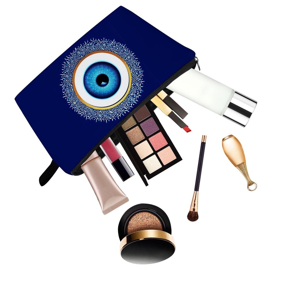 Blue Eye Pattern Present Evil Eye Makeup Bag Cute Small Organizer Bag with Zi...