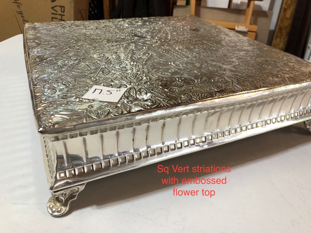 18" square silver wedding cake/cupcake display stands