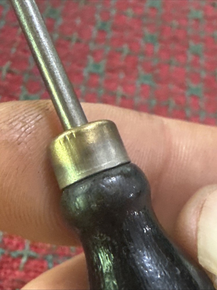 Vintage Mini Screwdriver Wood Handle Brass Ferrule Nice!
