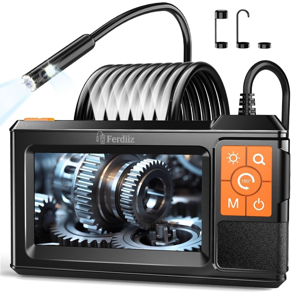 Dual-Lens Endoscope with Light, Endoscope Camera with Light with 4.3" IPS Scr...